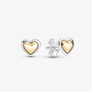 PANDORA Ohrstecker Heart mit Gold bicolor