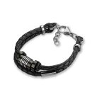 Armband doppelreihig Edelstahl Leder schwarz mit Beads...