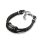 Armband doppelreihig Edelstahl Leder schwarz mit Beads 15+2 cm