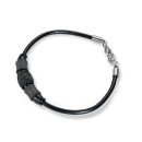 Armband Leder schwarz mit Carbon-Beads 19cm+2cm