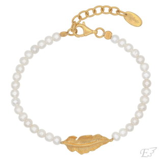 Engelsrufer Perlen-Armband mit Feder goldplattiert