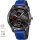 LOTUS Smartwatch schwarz für Herren mit Leder-Polyurethanband blau + Kautschukband schwarz gelocht