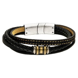 STEELWEAR Armband Madrid Leder 4-reihig geflochten+Element