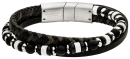 STEELWEAR Armband Las Vegas Leder schwarz/grau/weiß