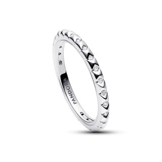 PANDORA pyramid studded ring with clear cubic zirconia silber Größe 54