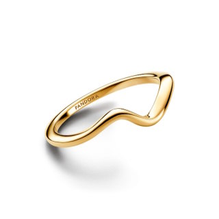 PANDORA 14 k gold plattiert Ring Non-stackable Polished Wave Größe 56
