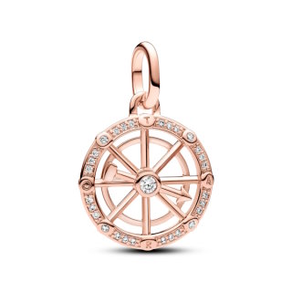 PANDORA ME 14k rosé gold-plated Charm-Anhänger Wheel of Fortune medallion