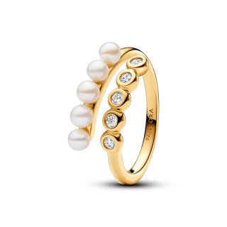 PANDORA 14k gold plattiert Non-Stackable Open Ring Treated Freshwater Cultured Pearls & Stones