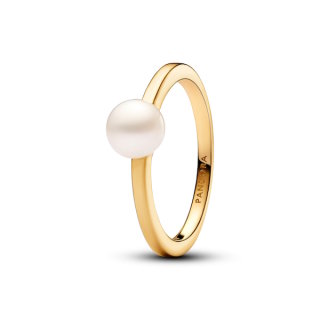 PANDORA 14k gold plattiert Ring Non-stackable Treated Freshwater Cultured Pearl
